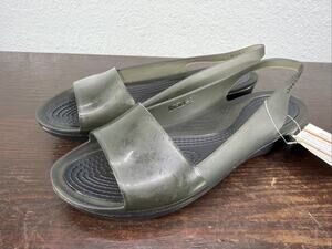Crocs Sandals Women Size 9 Black Colorblock Slingback Jelly Translucent Slip On
